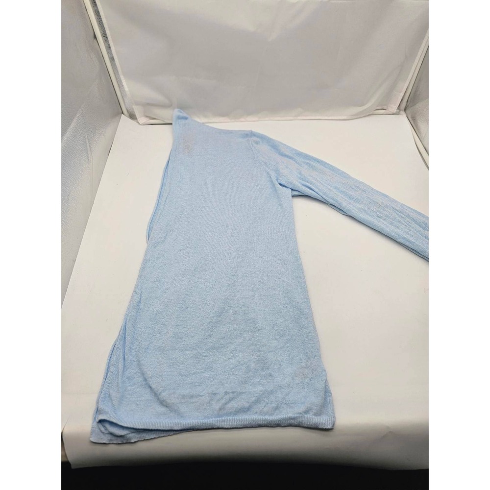 Rachel Zoe Cardigan Women XL Blue  100% Linen Open Front Lightweight Knit
